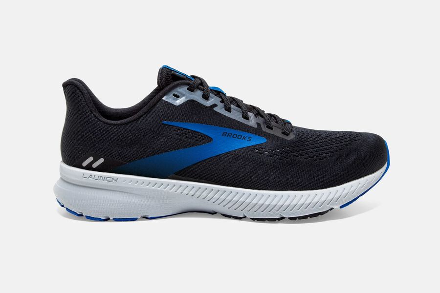 Mens Brooks Launch 8 Road Shoes Black/Grey/Blue | 589173-ZYB